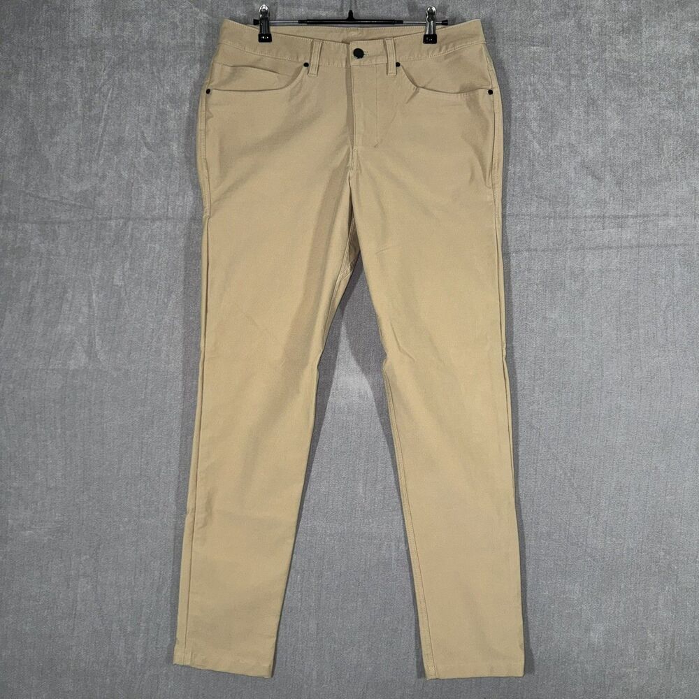 Lululemon ABC Pants Mens Utilitech Chino Golf Performance Beige Slim Fit 32x30